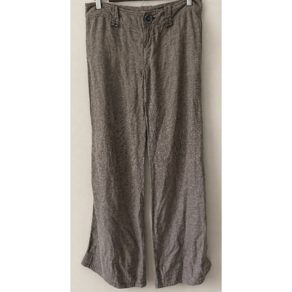 Free‎ People Women's Flare Wide Leg V2K Vtg Pants Sz 2 Linen Low Rise Brown